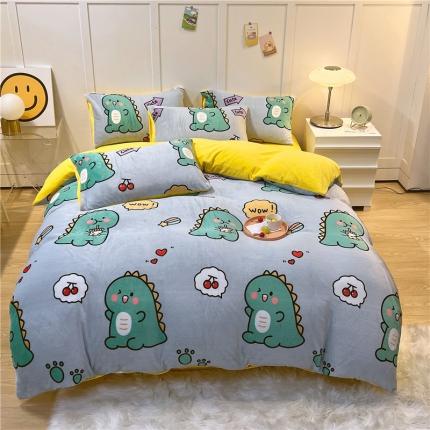 91家纺网 家纺一手货源 找家纺 （总）孩子王 2023新款直播小清新加厚牛奶绒法兰绒单被套