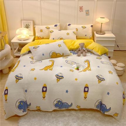 91家纺网 家纺一手货源 找家纺 （总）孩子王 2023新款直播小清新加厚牛奶绒法兰绒单被套