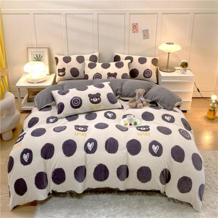 91家纺网 家纺一手货源 找家纺 （总）孩子王 2023新款直播小清新加厚牛奶绒法兰绒单被套