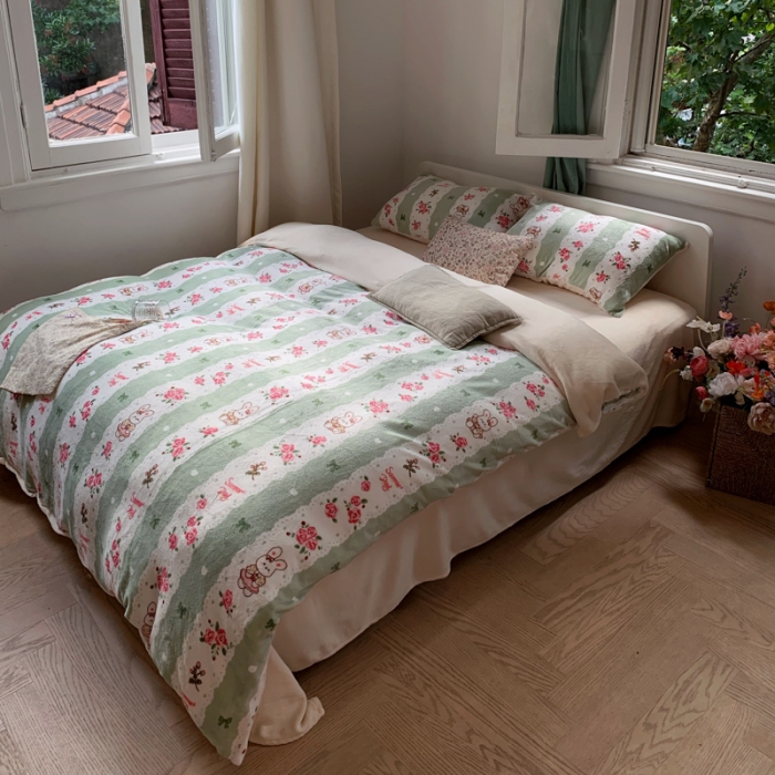 91家纺网 家纺一手货源 找家纺 （总）花沐 2023新款冬季复古小法式牛奶绒四件套