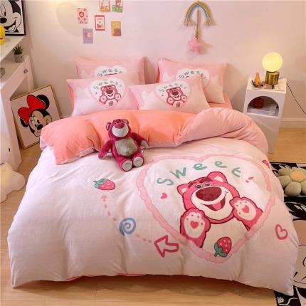 91家纺网 家纺一手货源 找家纺 （总）孩子王2023正版迪士尼卡通大版双面加厚牛奶绒四件套