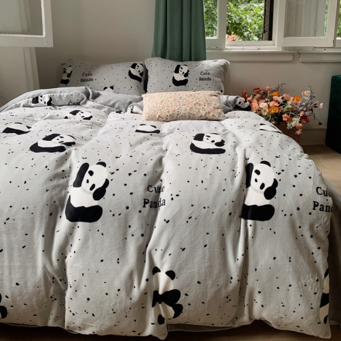 91家纺网 家纺一手货源 找家纺 花沐 2023新款冬季复古小法式牛奶绒四件套 花花同学