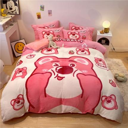 91家纺网 家纺一手货源 找家纺 （总）孩子王2023正版迪士尼卡通大版双面加厚牛奶绒四件套