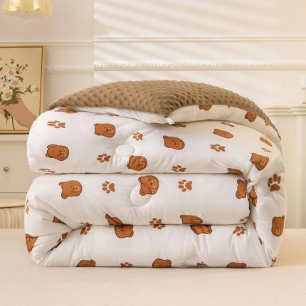 91家纺网 家纺一手货源 找家纺 （总）U被 2025新款水洗棉麻双层纱豆豆冬被