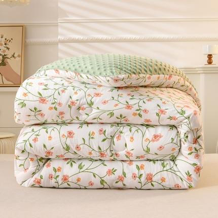 91家纺网 家纺一手货源 找家纺 （总）U被 2025新款水洗棉麻双层纱豆豆冬被