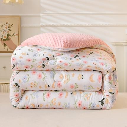 91家纺网 家纺一手货源 找家纺 （总）U被 2025新款水洗棉麻双层纱豆豆冬被