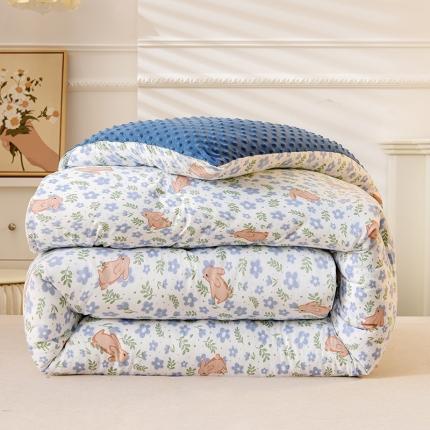 91家纺网 家纺一手货源 找家纺 （总）U被 2025新款水洗棉麻双层纱豆豆冬被