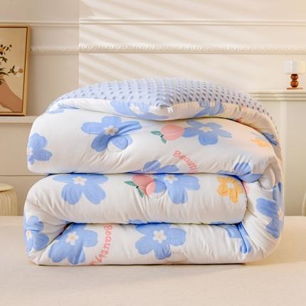 91家纺网 家纺一手货源 找家纺 （总）U被 2025新款水洗棉麻双层纱豆豆冬被