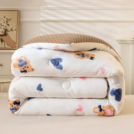 91家纺网 家纺一手货源 找家纺 （总）U被 2025新款水洗棉麻双层纱豆豆冬被