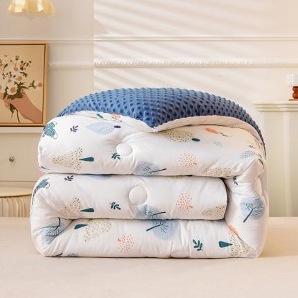 91家纺网 家纺一手货源 找家纺 （总）U被 2025新款水洗棉麻双层纱豆豆冬被