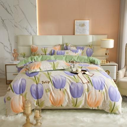 91家纺网 家纺一手货源 找家纺 （总）名佰蕙2023新款铂金加厚磨毛四件套-清新花卉系列