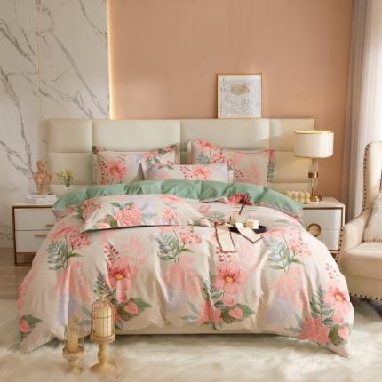 91家纺网 家纺一手货源 找家纺 （总）名佰蕙2023新款铂金加厚磨毛四件套-清新花卉系列