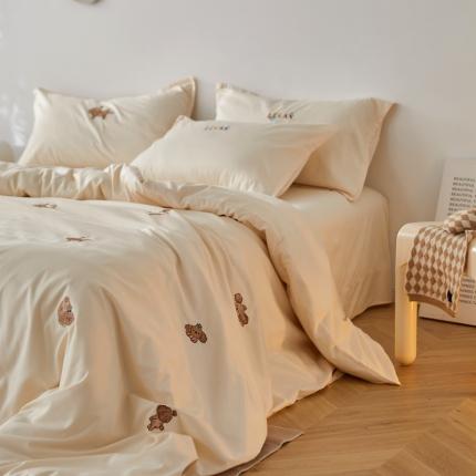 91家纺网 家纺一手货源 找家纺 秀色 2025新款60支可爱刺绣贡缎长绒棉四件套全棉纯棉床上被套