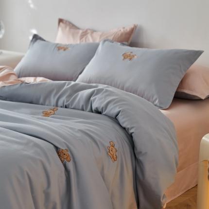 91家纺网 家纺一手货源 找家纺 秀色 2025新款60支可爱刺绣贡缎长绒棉四件套全棉纯棉床上被套