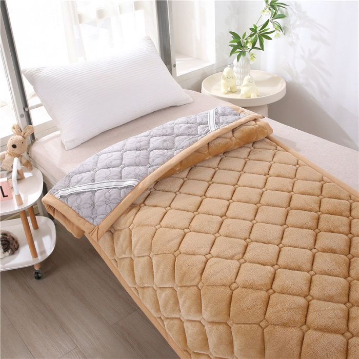 91家纺网 家纺一手货源 找家纺 东宇床垫 2025新款A类抗菌牛奶绒加厚大豆学生床垫 姜黄