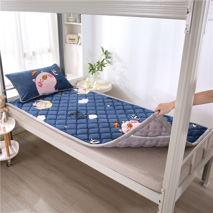 91家纺网 家纺一手货源 找家纺 东宇床垫 2025新款A类抗菌牛奶绒加厚大豆学生床垫 可爱猪