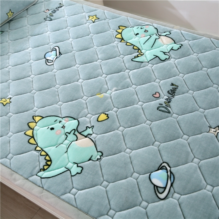 91家纺网 家纺一手货源 找家纺 东宇床垫 2025新款A类抗菌牛奶绒加厚大豆学生床垫 恐龙家园