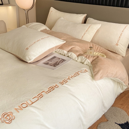 91家纺网 家纺一手货源 找家纺 （总）澳梵 2023新款轻奢风牛奶绒刺绣四件套