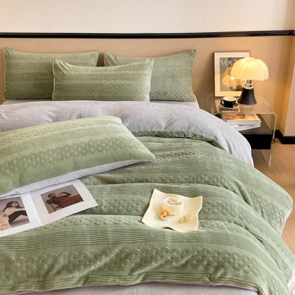 91家纺网 家纺一手货源 找家纺 （总）澳梵 2023新款雕花牛奶绒四件套