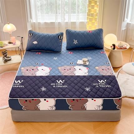 新款防水床笠床单床罩床垫保护罩 趣味猫咪