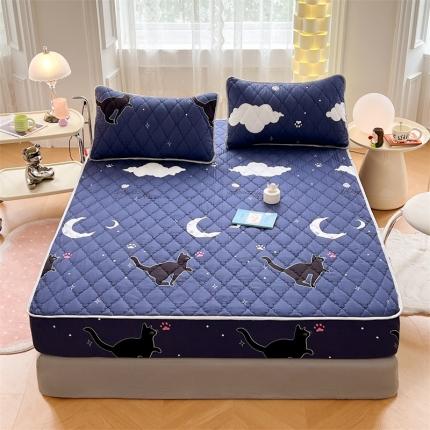 新款防水床笠床单床罩床垫保护罩 星空猫咪
