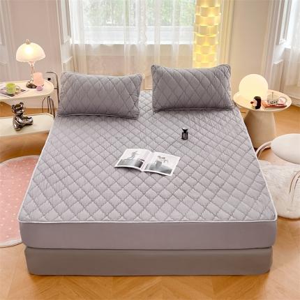 新款防水床笠床单床罩床垫保护罩 优雅灰