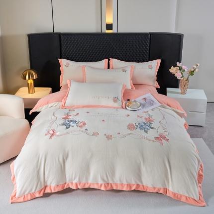 91家纺网 家纺一手货源 找家纺 凯艾玲 新款230克全消光A类牛奶绒四件套绣花系列