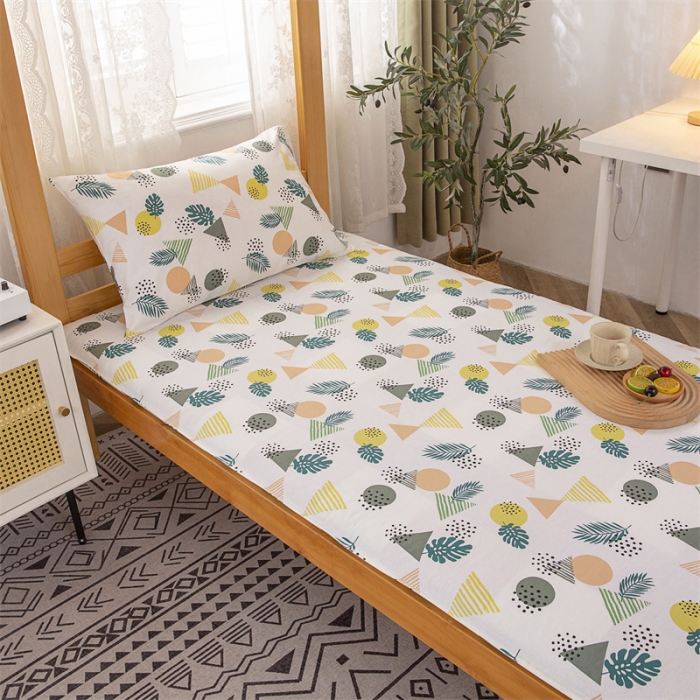 91家纺网 家纺一手货源 找家纺 棉乐町 2025新款全棉床褥套三件套 叶叶风情