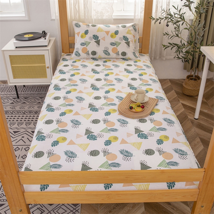 91家纺网 家纺一手货源 找家纺 棉乐町 2025新款全棉床褥套三件套 叶叶风情