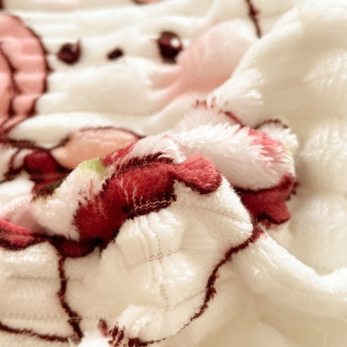 91家纺网 家纺一手货源 找家纺 摩妮卡 2025新款小清新高克重提花牛奶绒四件套玉米绒单被套 缤纷兔