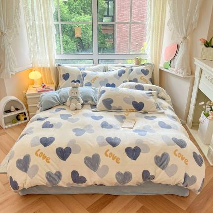 91家纺网 家纺一手货源 找家纺 （总）沐棉 2023新款牛奶绒印花+小清新四件套