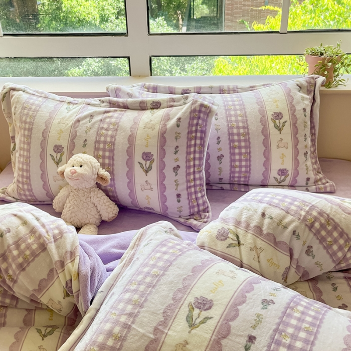 91家纺网 家纺一手货源 找家纺 （总）沐棉 2023新款牛奶绒印花+小清新四件套