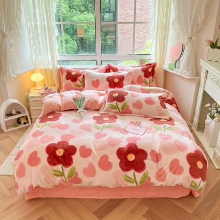 沐棉 2023新款牛奶绒印花+小清新四件套 浅浅花香