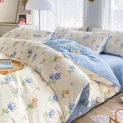 宇彬家纺 2024新款13372全棉印花四件套和单被套 蓝调时光