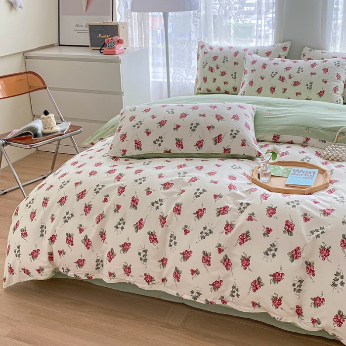 91家纺网 家纺一手货源 找家纺 宇彬家纺 2024新款13372全棉印花四件套和单被套 葡香满庭