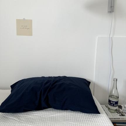 91家纺网 家纺一手货源 找家纺 恋恋三季 2024新款亲肤舒适枕套系列-全棉枕套 水洗全棉：藏蓝色