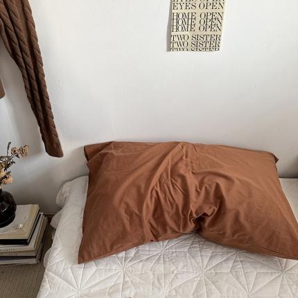 91家纺网 家纺一手货源 找家纺 恋恋三季 2024新款亲肤舒适枕套系列-全棉枕套 水洗全棉：焦糖咖