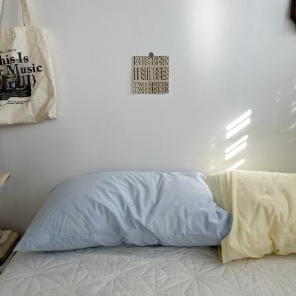 91家纺网 家纺一手货源 找家纺 恋恋三季 2024新款亲肤舒适枕套系列-全棉枕套 水洗全棉：天蓝