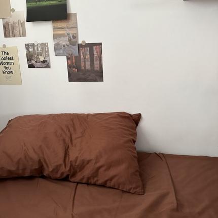 恋恋三季 2024新款亲肤舒适枕套系列-全棉枕套 全棉斜纹：咖色