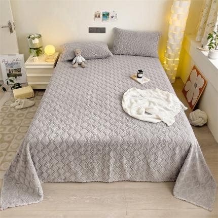 91家纺网 家纺一手货源 找家纺 名兮 2023新款兔毛绒床单 波浪-灰