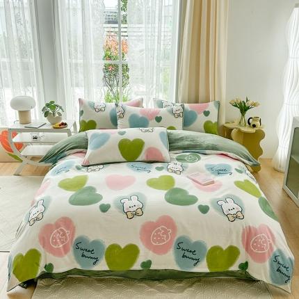 91家纺网 家纺一手货源 找家纺 （总）金鑫汇 2023新款A版面料+B版高克重牛奶绒四件套