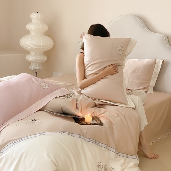 91家纺网 家纺一手货源 找家纺 （总）用心 2023新款长绒棉高端家居刺绣四件套-瑞莎