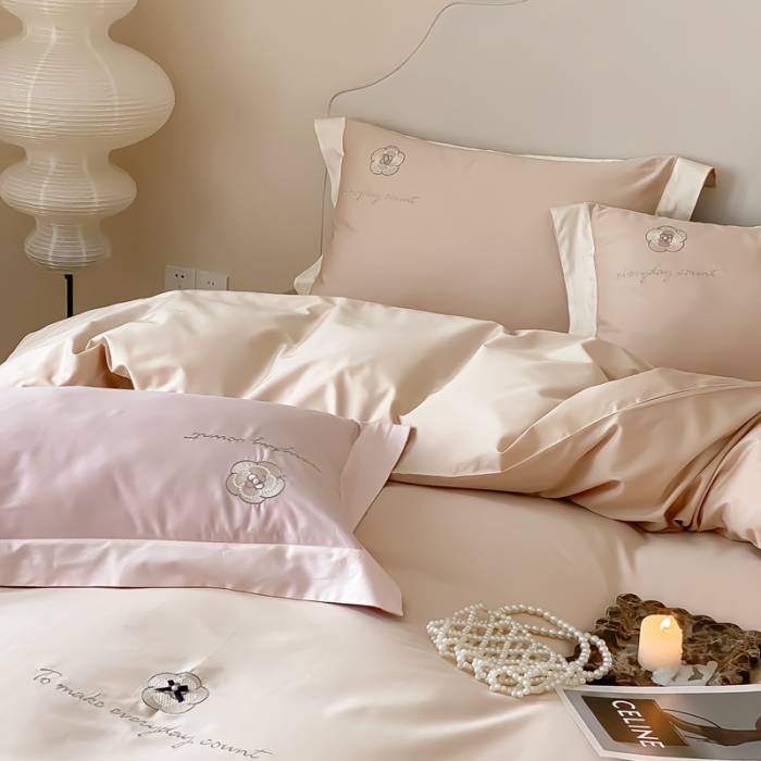 91家纺网 家纺一手货源 找家纺 （总）用心 2023新款长绒棉高端家居刺绣四件套-瑞莎