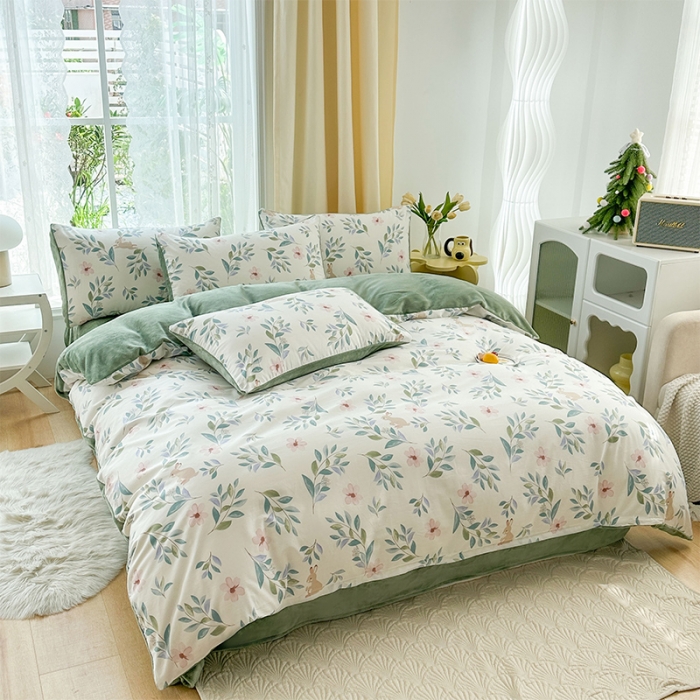 91家纺网 家纺一手货源 找家纺 金鑫汇 2023新款A版面料+B版高克重牛奶绒四件套