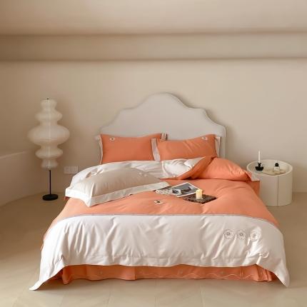 用心 2023新款长绒棉高端家居刺绣四件套-瑞莎 瑞莎—桔