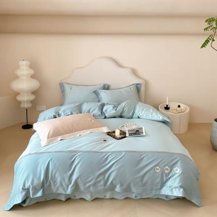 用心 2023新款长绒棉高端家居刺绣四件套-瑞莎 瑞莎—蓝