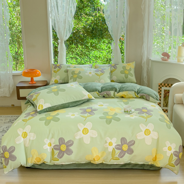 91家纺网 家纺一手货源 找家纺 金鑫汇 2023新款A版面料+B版高克重牛奶绒四件套