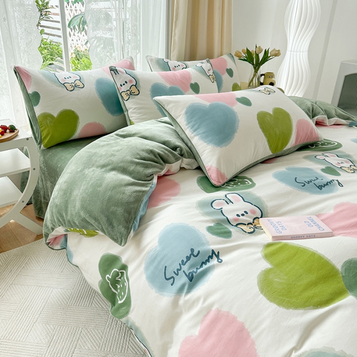 91家纺网 家纺一手货源 找家纺 金鑫汇 2023新款A版面料+B版高克重牛奶绒四件套