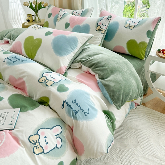 91家纺网 家纺一手货源 找家纺 金鑫汇 2023新款A版面料+B版高克重牛奶绒四件套