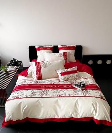 91家纺网 家纺一手货源 找家纺 用心 2023新款长绒棉提花高端刺绣家居婚庆四件套 名媛